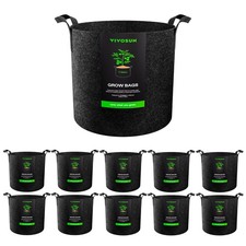 10x Grow Bags 12L Plant Fabric Pot w/Handles for Potato Vegetable Black,3 Gallon