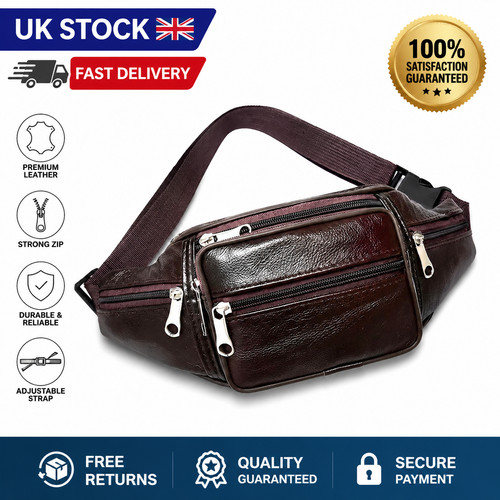 Mens leather waist - bag, travel