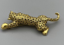 Vintage Gold Tone Leopard Panther Brooch 9cm 28.9g