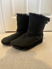Fitflop Black Suede Mukluk Winter Ankle Boots Size UK 5