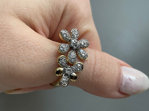 Zirconia diamond flower gold - diamond,