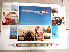 BRITISH AIRWAYS CONCORDE VINTAGE AIRLINE BROCHURE SEAT MAP 1970s BA SUPERSONIC U