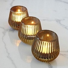 Set Of 3 Glass Tea Light
