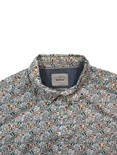 White Stuff Men’s White Dog Pattern Slim Fit Long Sleeve Shirt - Size Large