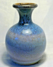 Studio Art Pottery Vase Irridescent Blue/Gold merging into Lilac Purple Stunning
