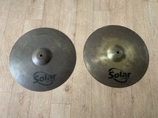 Solar by Sabian hi-hat cymbals.