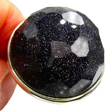 Silver Blue Galaxy Sun Sitara Goldstone Ring 925 Sterling 19.5 g QVC Hallmarked