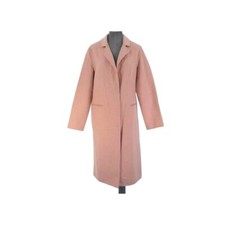 Topshop Long Coat Pink Boyfriend Cut Blush Brushed Camel Hair Wool Blend UK 8