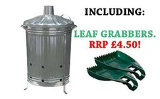 90 LITRE GARDEN INCINERATOR Burner For Burning Rubbish Waste 90L + LEAF GRABBERS