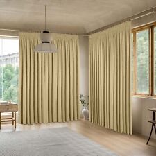 Thermal Thick Pencil Pleat Blackout Curtains Ready Made Curtain Pair Tiebacks