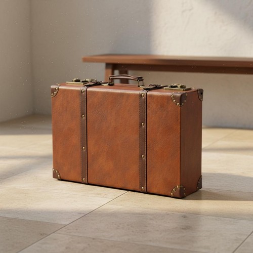 Vintage leather suitcase - vintage,