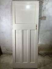 29 1/2"X 77 1/8" 1930s Internal Painted Pitch Pine Four Panel Door 1over3 Old