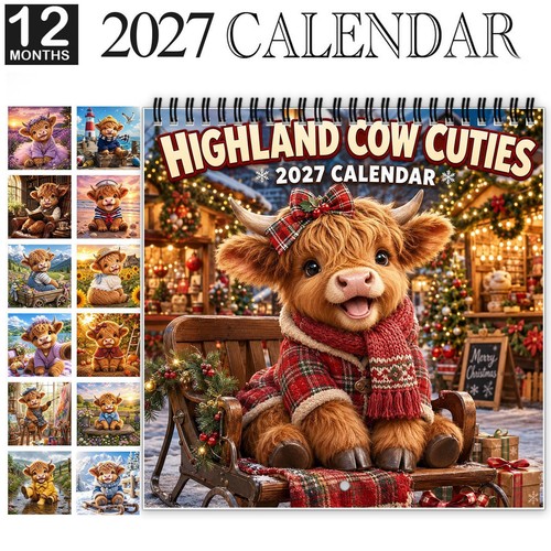 Highland cow calendar - calendar, 2027