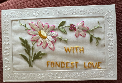 Antique postcard silk flowers