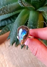 Labradorite German Silver Adjustable Ring Handmade Jewelry