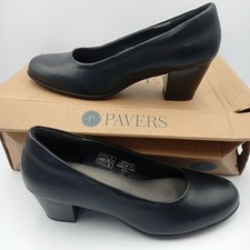 Pavers Women's Court Shoes Heel Black Comfort Size EU 38 UK 5 Boxed