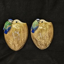 Pair of Vintage SylvaC Wall Pockets with Bluebird Design