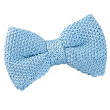 Baby Blue Boys Pre-Tied Bow Tie Knit Knitted Plain Formal Bowtie by DQT