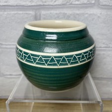 Jo Lester Isle Of White Pottery Small Abstract Vase- JO IOW Handmade Green