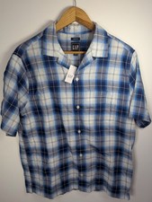 Gap Men's Blue Plaid Linen