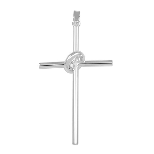 Sterling silver cross hoop - cross, in