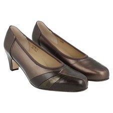 Ladies Equity Ex-Display Bronze/Brown Patent Leather Shoes: Claire UK 7 EEE