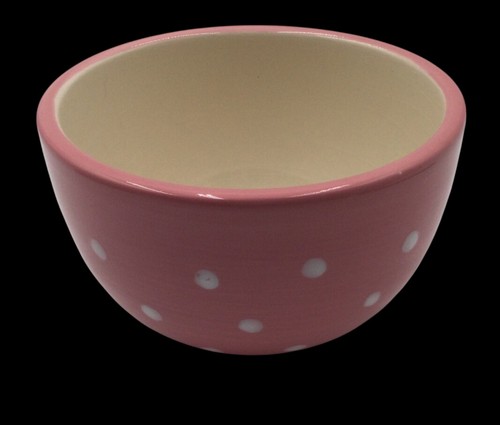 Pink polka dot ceramic bowl - pink,