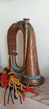 British Military? Double Twist Copper & Brass Antique/Vintage Bugle Verdigris 