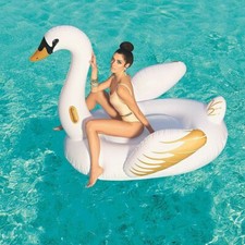 Bestway Inflatable Luxury Swan Ride On Swimming Pool Beach Toy Float Rider Lilo