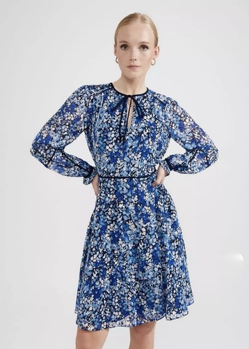 Hobbs sasha dress - blue, multi