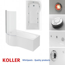 Cavalier P shape Shower Bath 6-8-11 Jet Whirlpool Spa Panel & Screen 1700/1500mm