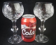 Pair of Edinburgh Crystal STAR OF EDINBURGH Hock Wine Glasses 6.75"h (signed)