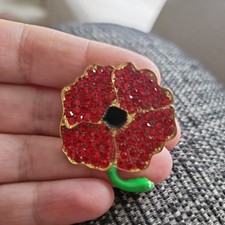 Decorative Red Sparkly Poppy Badge