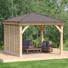 Meridian Gazebo 12ft x 12ft (3.7m x 3.7m) with Single Slated Privacy Wall