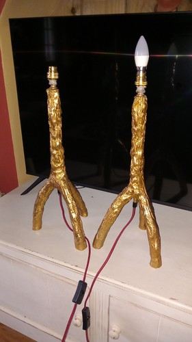 Pair gold tree branch - gold, trunk