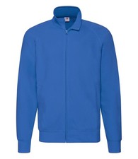Mens Fruit of the Loom Lightweight Sweat Jacket. Royal Blue S. T9948.