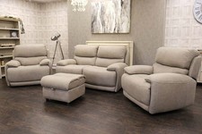 ROCCO 2 Seat Sofa, Dual Power Reclining/Pwr HR chairs X2 and Storage Stool