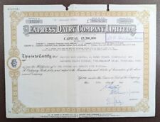 1957 Express Dairy Company Limited Share Certificate to Hitchon Leigh, Tonbridge