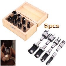 8 Pcs Wood Plug Hole Cutter Set Dowel Maker Cutting Tool 10mm Shank Drill Bits