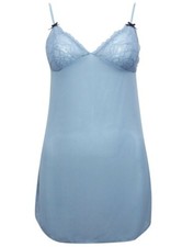 NEW DUCK EGG LACE TRIM SHORT STRAPPY CHEMISE SIZES 12 & 14 NIGHTWEAR