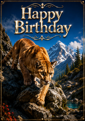 Cougar mountain lion birthday - lion,