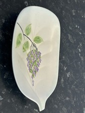Vintage Edward Radford Pottery Small LEAF SHAPE  Dish Hand Painted,  LILAC DESIG