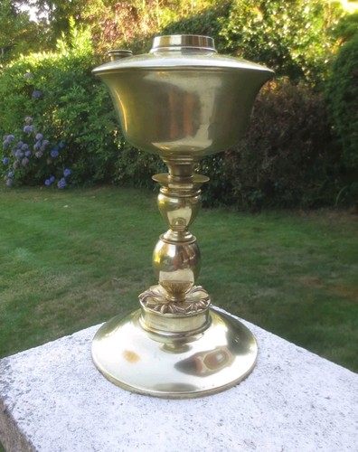 Antique brass oil lamp - brass,