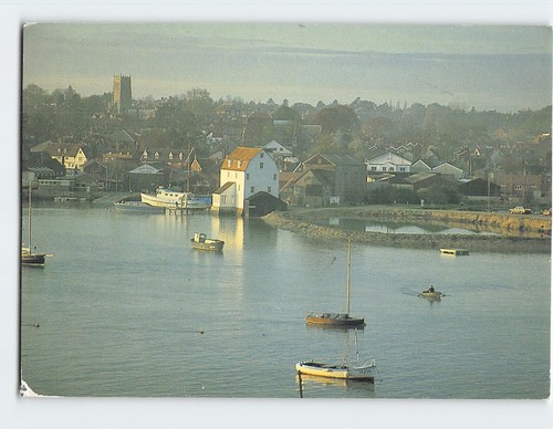 Postcard view across river - postcard,
