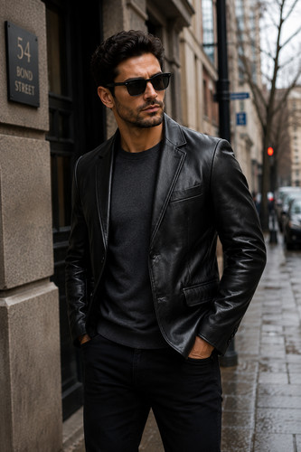 Men black genuine - men's, lambskin