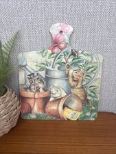 Vtg Chopping Board Tabby Cat