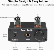 Fosi Audio P2 Headphone Amplifier Vacuum Tube Headphone Amp Mini Hi-Fi Stereo