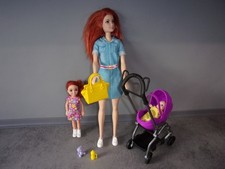 BARBIE PLUS CHELSEA & BABY DOLL ALL RED HAIRED WITH PRAM