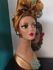  Hand painted vintage retro lady mannequin display head refurbished Retro Style