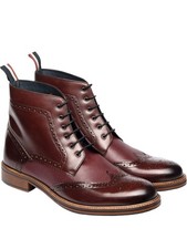Ben Sherman Alfred Mens Lace Up Brogue Boots - Crafted Burnished Leather